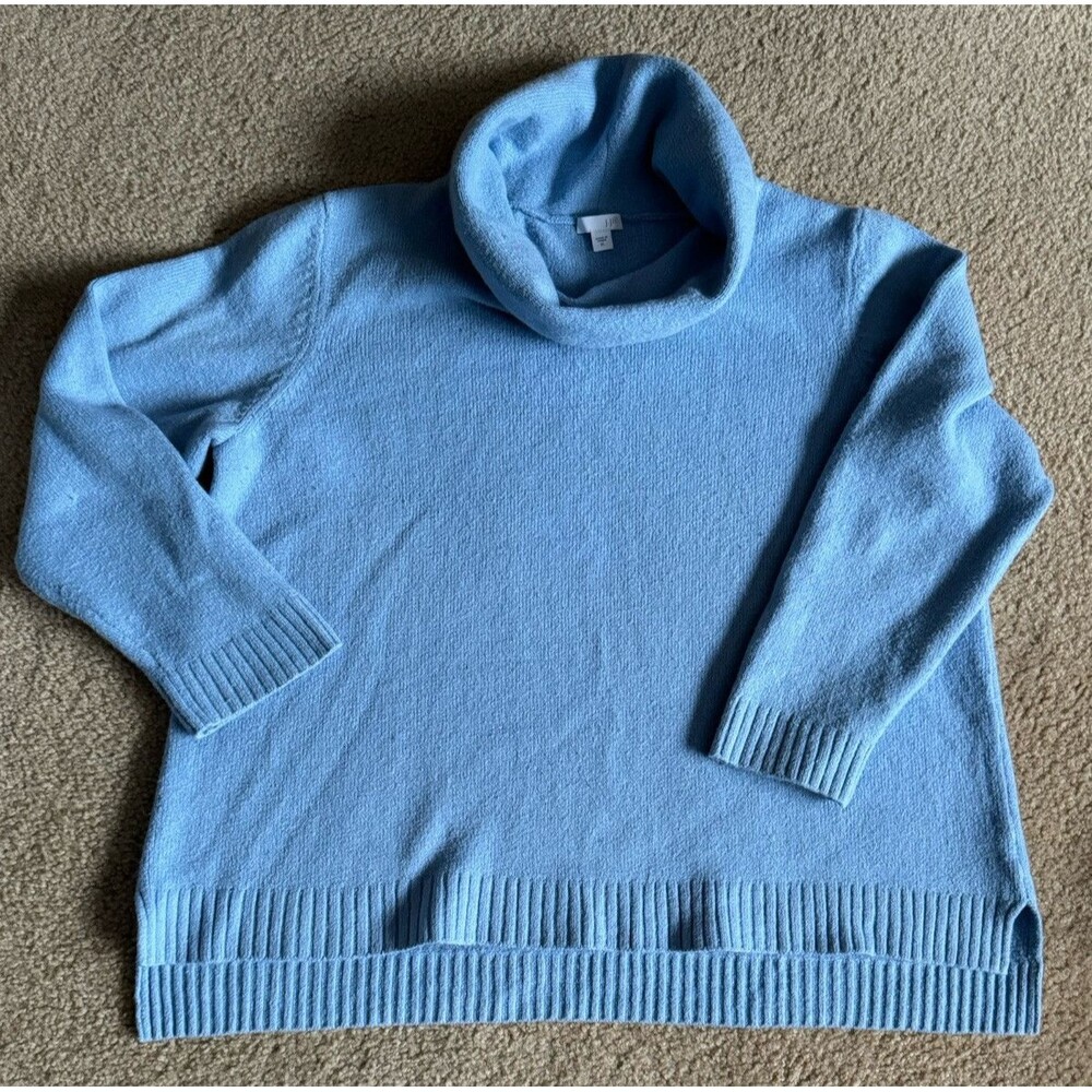 J Jill Sweater‎ Women’s Size XL Blue Cowl Neck Boucle Teddy Fuzzy Cozy Textured